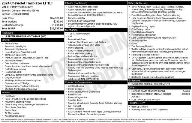 used 2024 Chevrolet TrailBlazer car, priced at $21,495