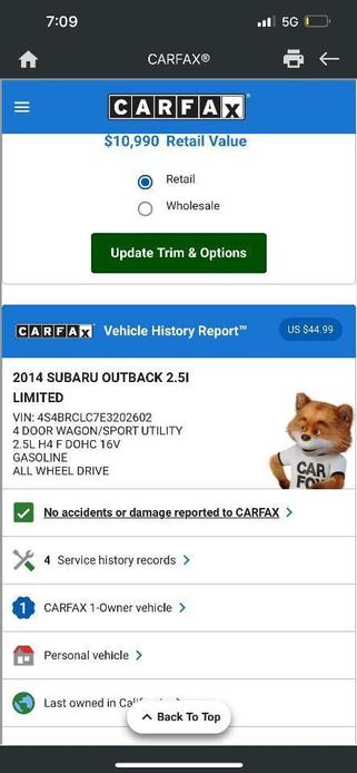 used 2014 Subaru Outback car, priced at $10,995