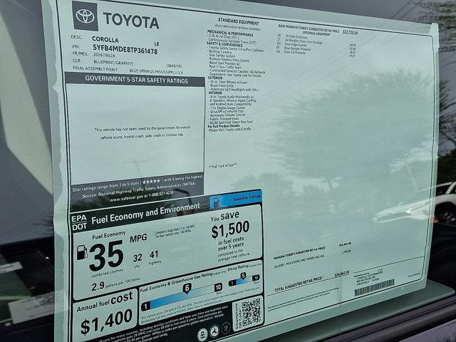 new 2026 Toyota Corolla car, priced at $24,662