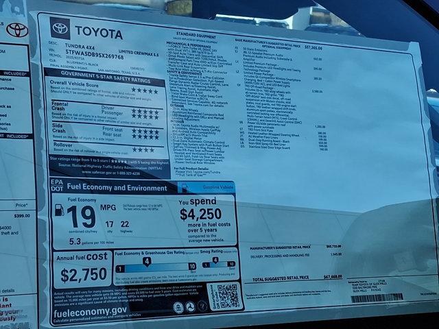 new 2025 Toyota Tundra car, priced at $65,668