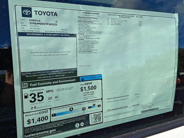 new 2026 Toyota Corolla car, priced at $24,743