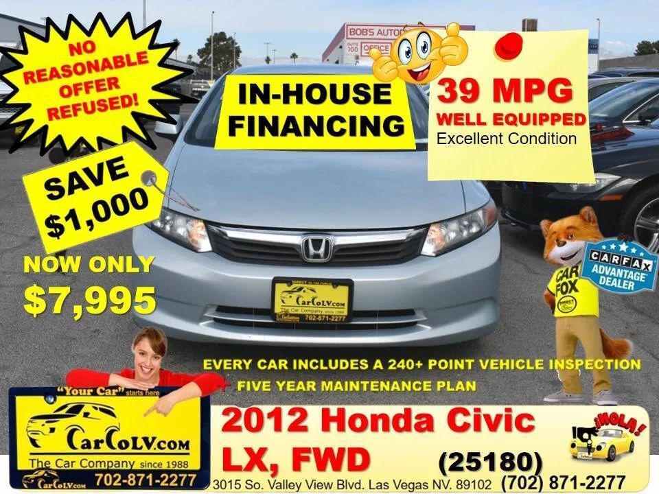 used 2012 Honda Civic car, priced at $8,495