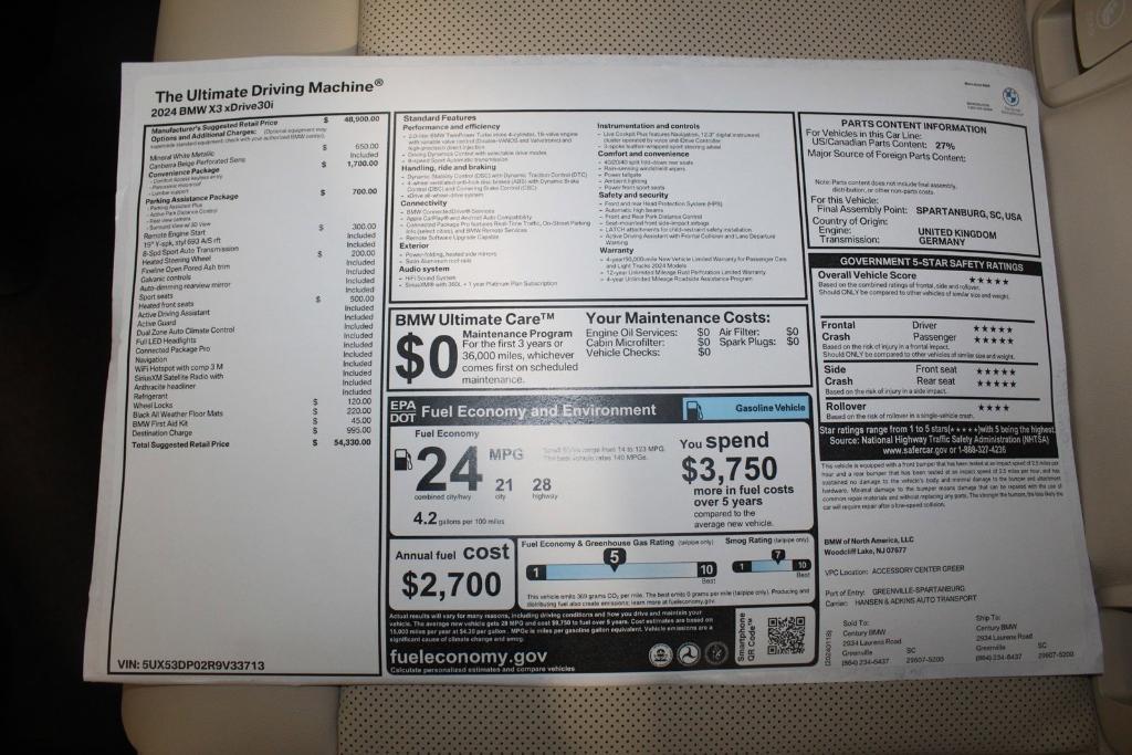 used 2024 BMW X3 car, priced at $52,712