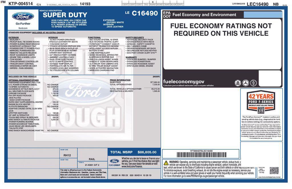 used 2020 Ford F-450 car, priced at $78,900
