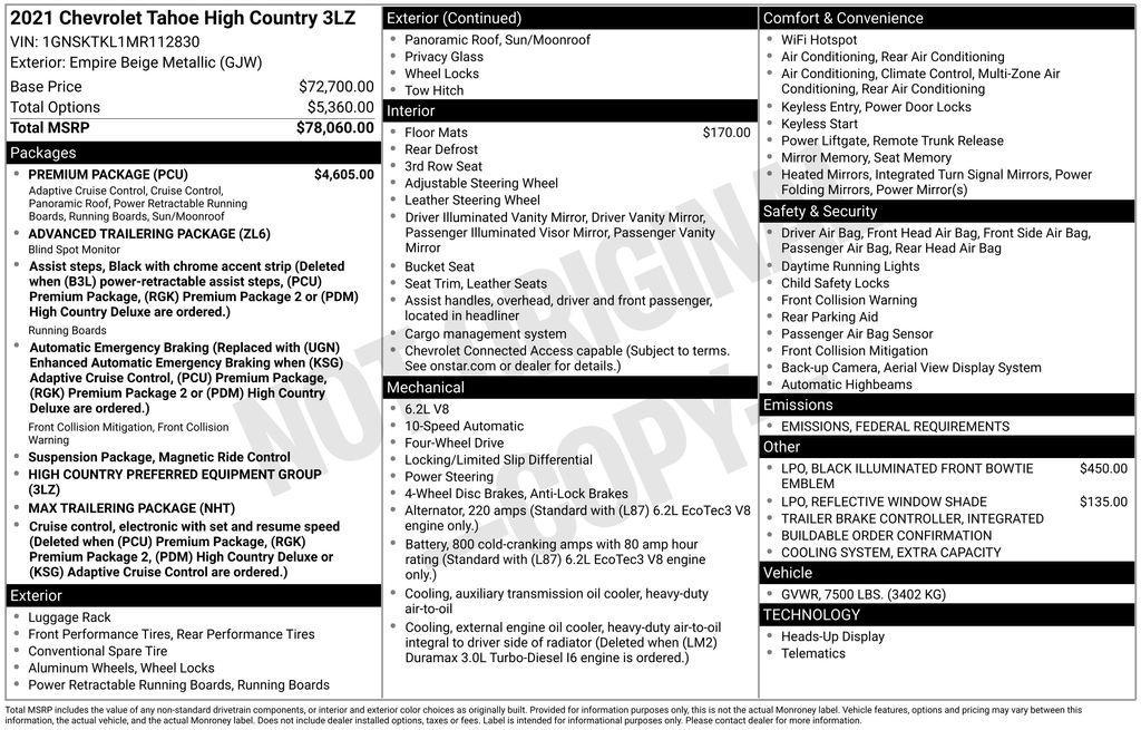 used 2021 Chevrolet Tahoe car, priced at $46,900