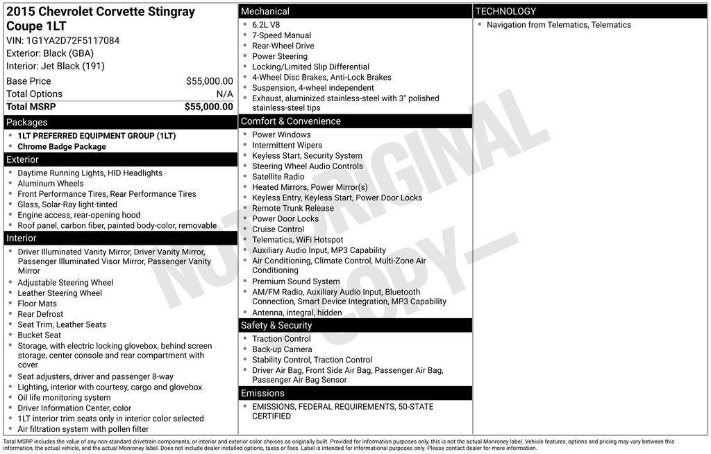 used 2015 Chevrolet Corvette car, priced at $32,000