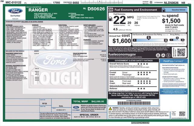 used 2022 Ford Ranger car, priced at $33,500