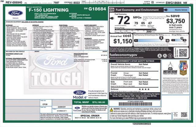 new 2025 Ford F-150 Lightning car, priced at $66,803