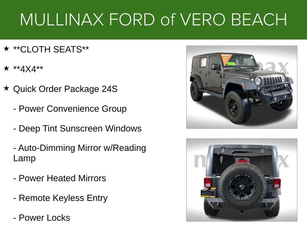 used 2017 Jeep Wrangler Unlimited car, priced at $15,600