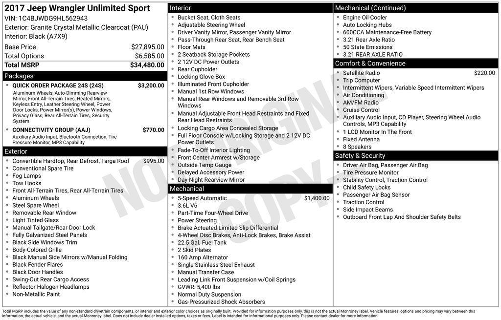 used 2017 Jeep Wrangler Unlimited car, priced at $15,600