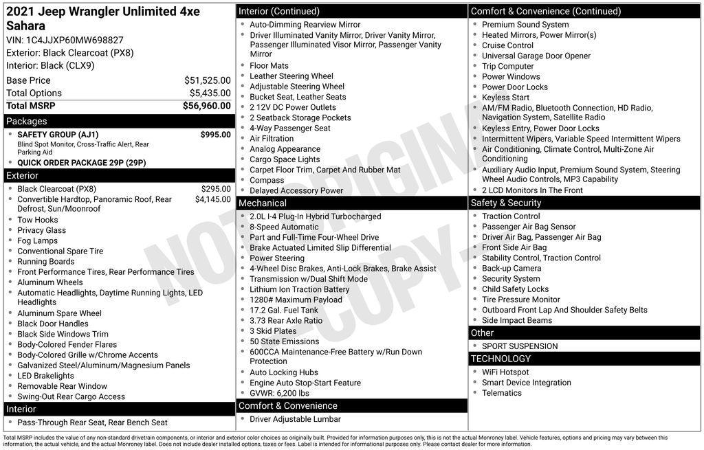 used 2021 Jeep Wrangler Unlimited 4xe car, priced at $31,901