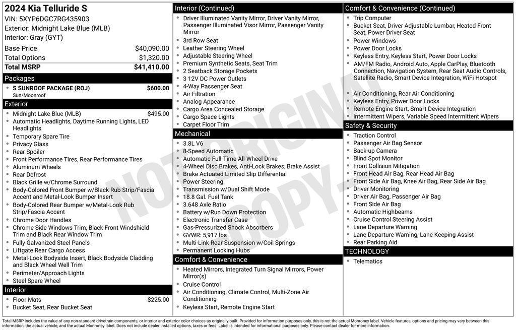 used 2024 Kia Telluride car, priced at $32,000