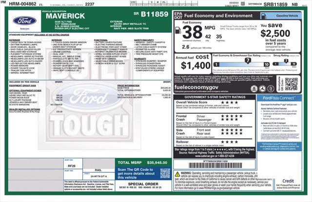 new 2025 Ford Maverick car, priced at $35,627