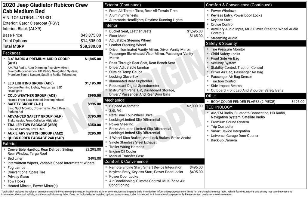 used 2020 Jeep Gladiator car, priced at $35,001