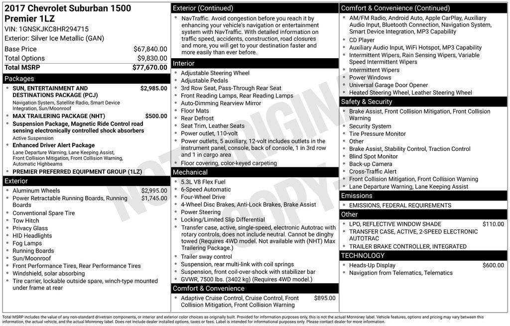 used 2017 Chevrolet Suburban car, priced at $18,000