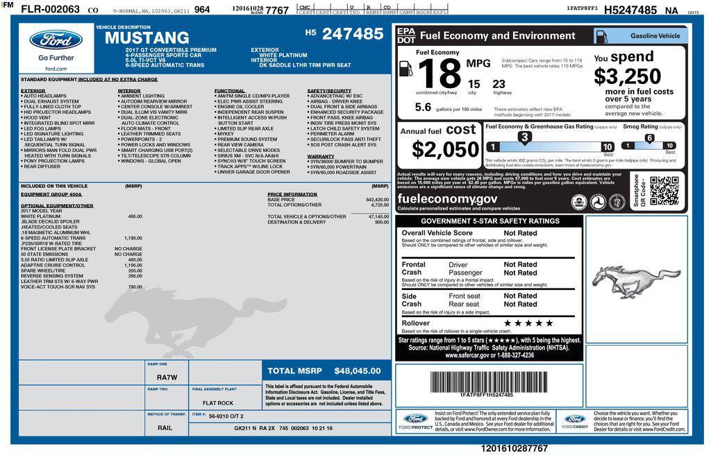 used 2017 Ford Mustang car, priced at $27,600