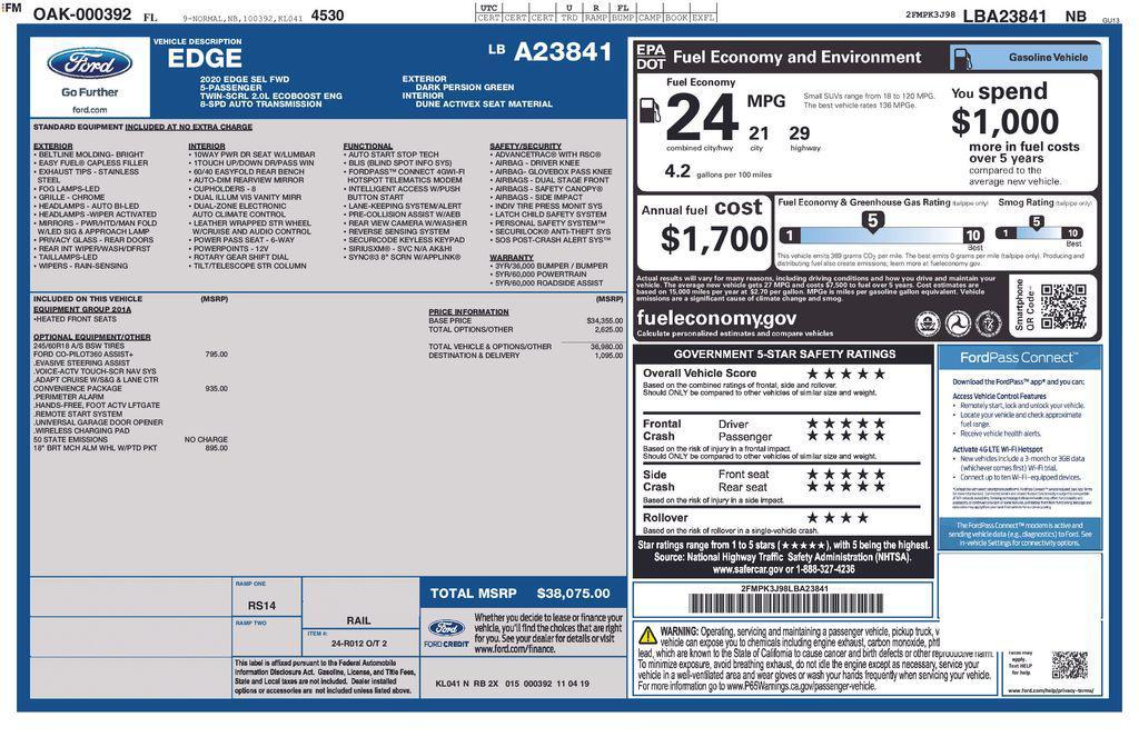 used 2020 Ford Edge car, priced at $19,501