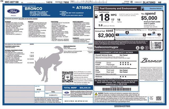 new 2025 Ford Bronco car, priced at $52,196
