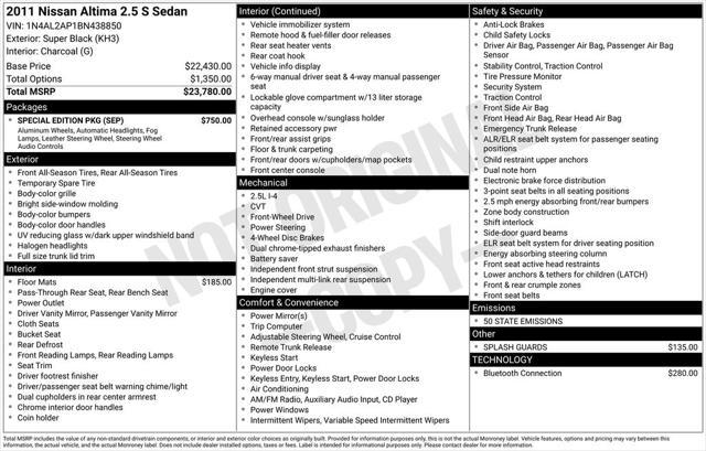 used 2011 Nissan Altima car, priced at $5,900
