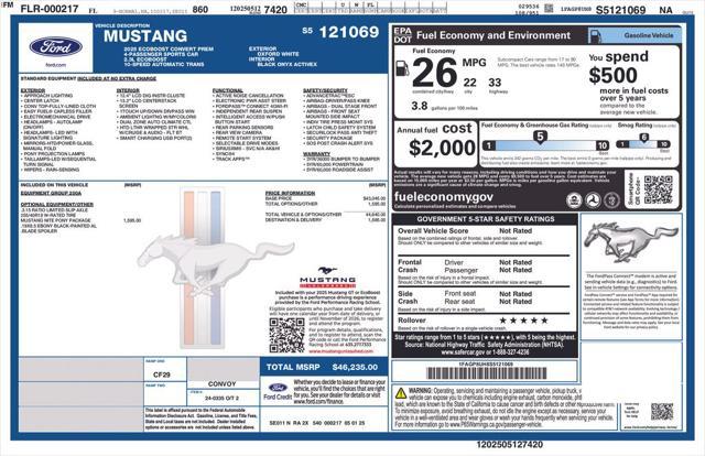 new 2025 Ford Mustang car, priced at $42,526