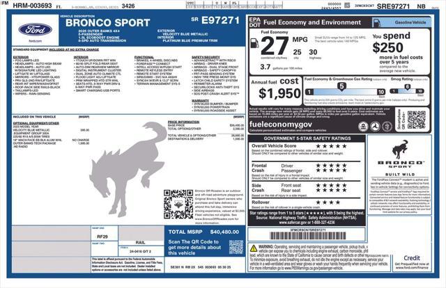 new 2025 Ford Bronco Sport car, priced at $39,118
