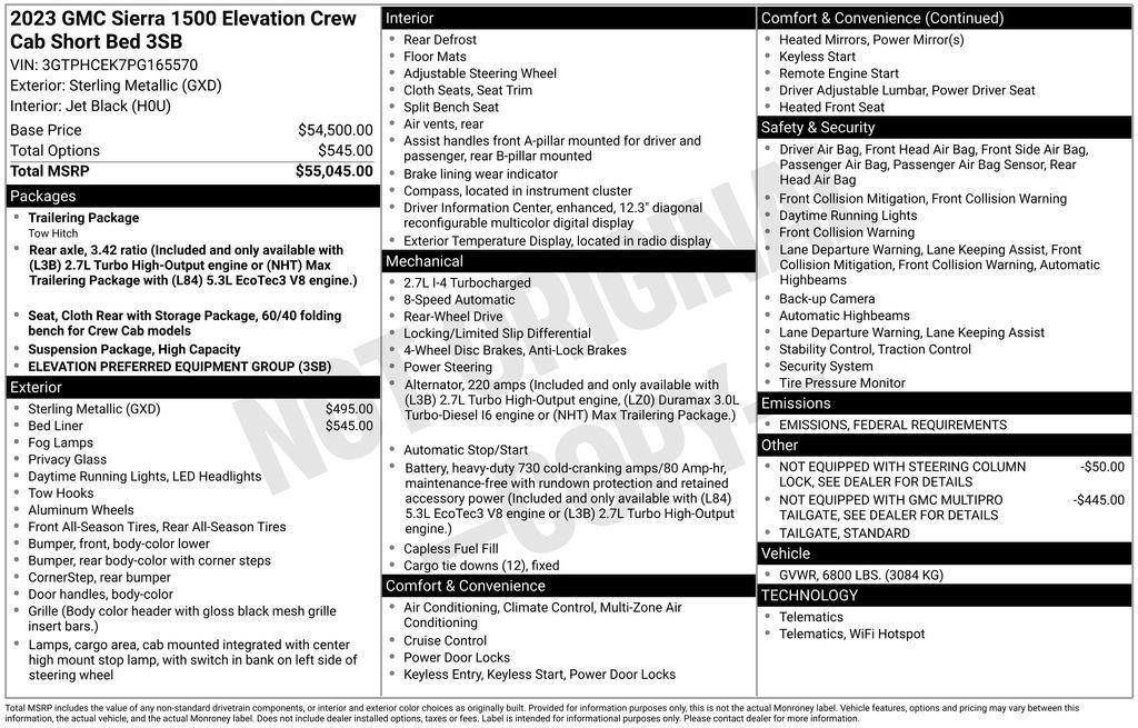 used 2023 GMC Sierra 1500 car, priced at $43,900