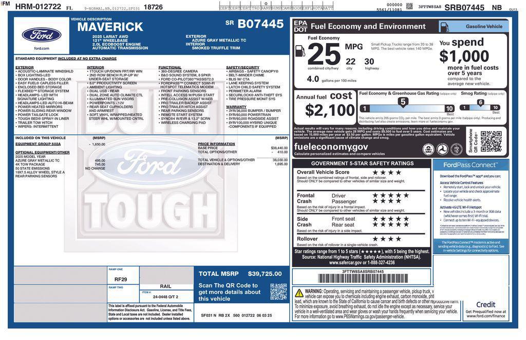 new 2025 Ford Maverick car, priced at $37,790