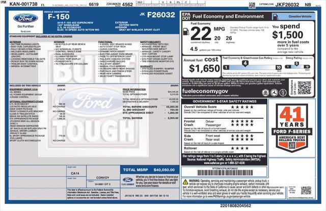 used 2018 Ford F-150 car, priced at $27,500