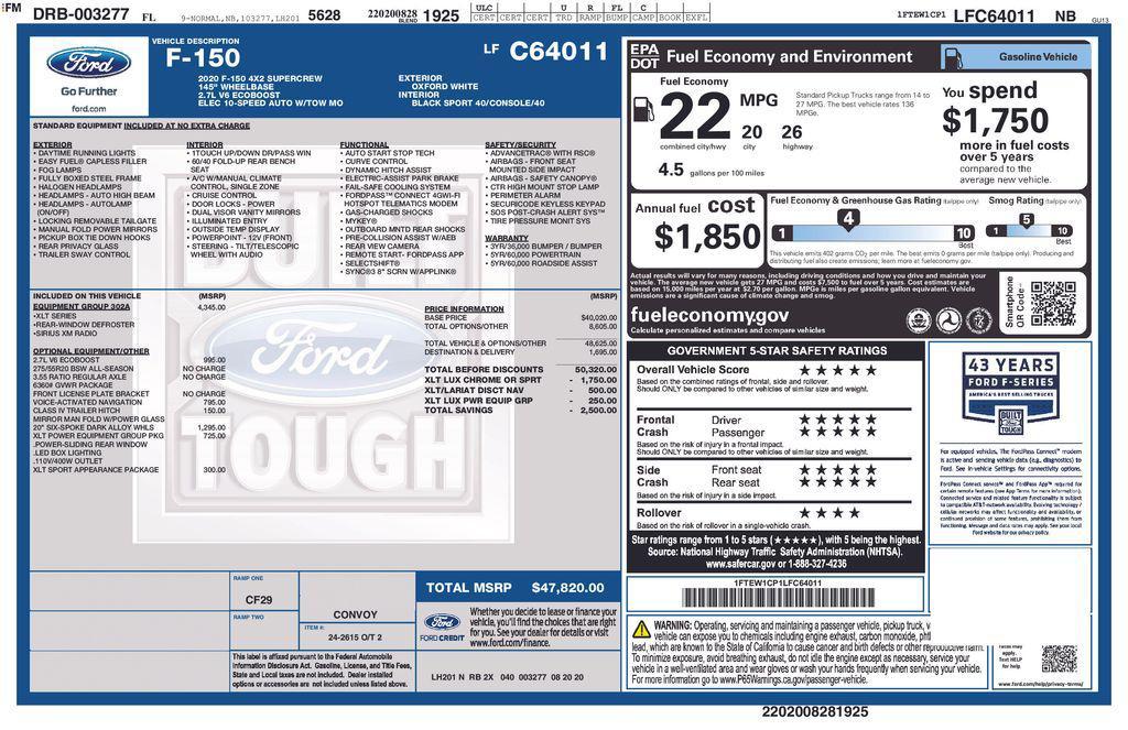 used 2020 Ford F-150 car, priced at $30,501