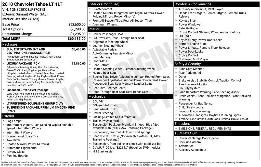 used 2018 Chevrolet Tahoe car, priced at $23,500