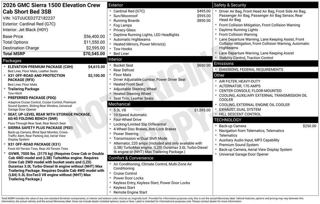 new 2026 GMC Sierra 1500 car, priced at $57,845