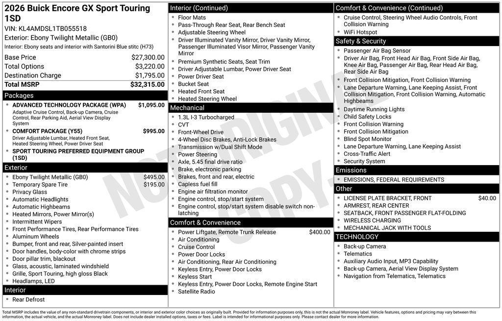 new 2026 Buick Encore GX car, priced at $27,050