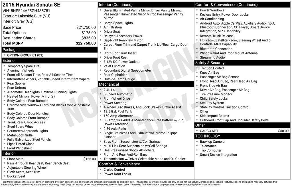 used 2016 Hyundai Sonata car, priced at $9,500