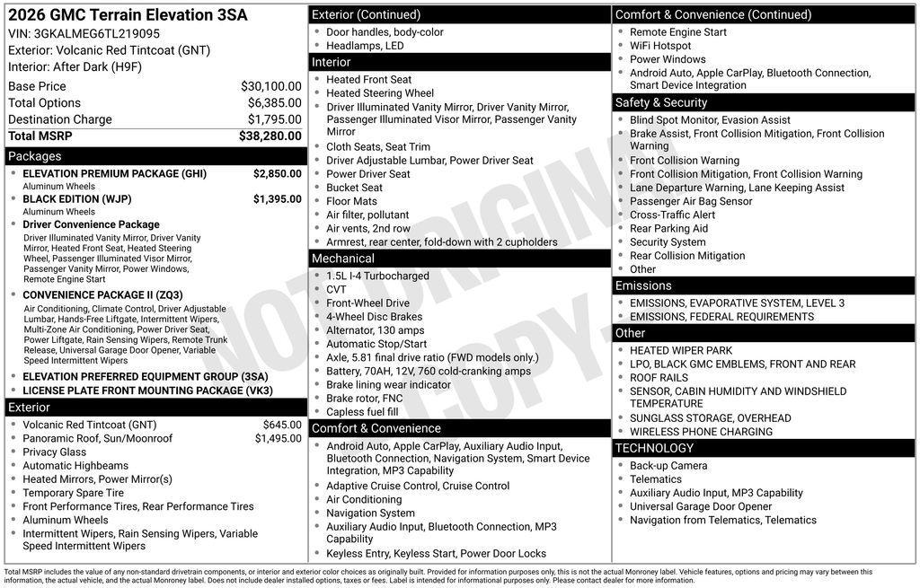 new 2026 GMC Terrain car, priced at $36,975