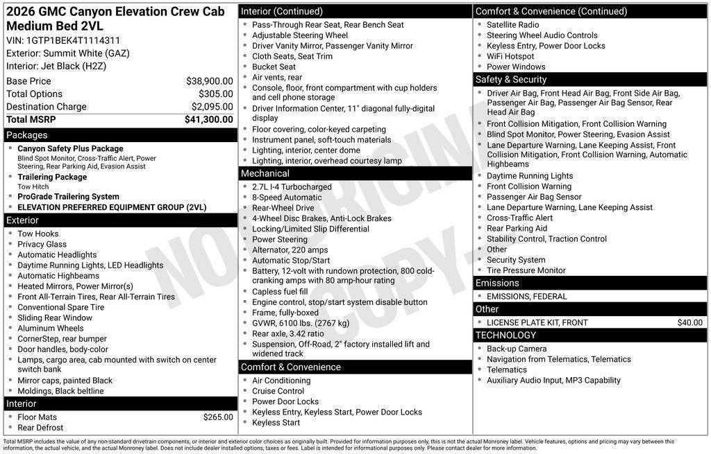 new 2026 GMC Canyon car, priced at $41,535