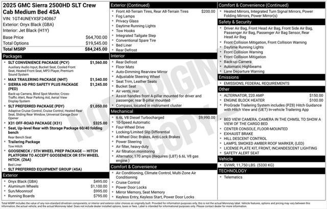 new 2025 GMC Sierra 2500 car, priced at $79,550