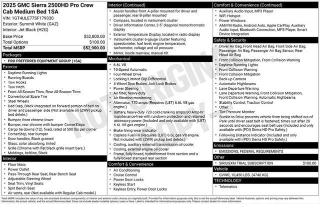 new 2025 GMC Sierra 2500 car, priced at $52,036