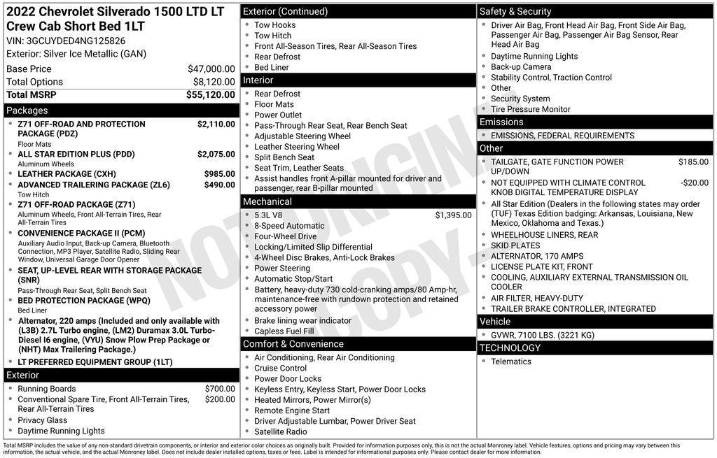 used 2022 Chevrolet Silverado 1500 car, priced at $36,250