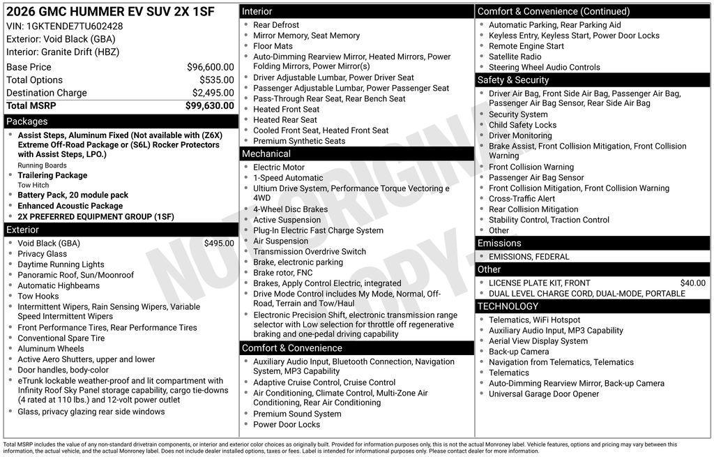 new 2026 GMC HUMMER EV SUV car, priced at $94,649