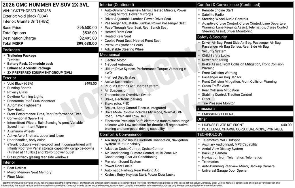 new 2026 GMC HUMMER EV SUV car, priced at $94,649