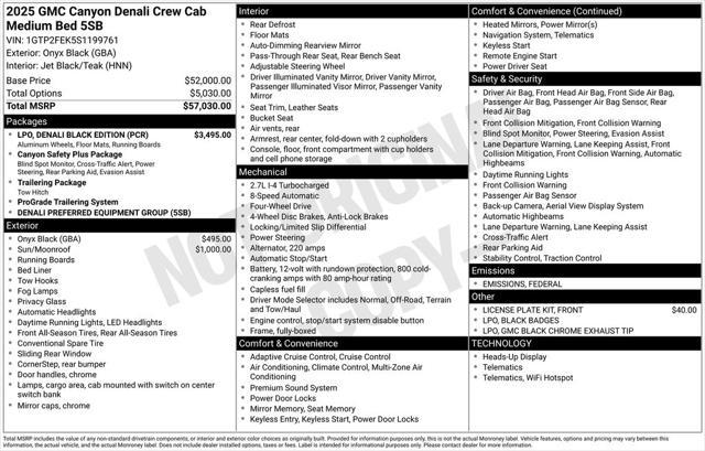 new 2025 GMC Canyon car, priced at $57,725