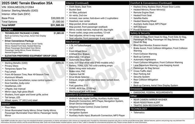 new 2025 GMC Terrain car, priced at $31,055