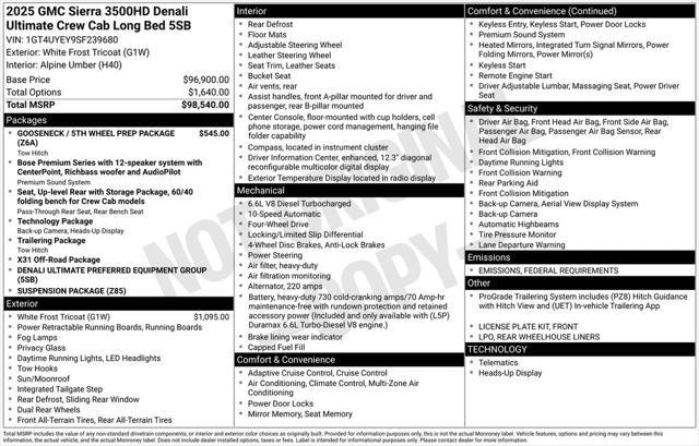 new 2025 GMC Sierra 3500 car, priced at $103,435