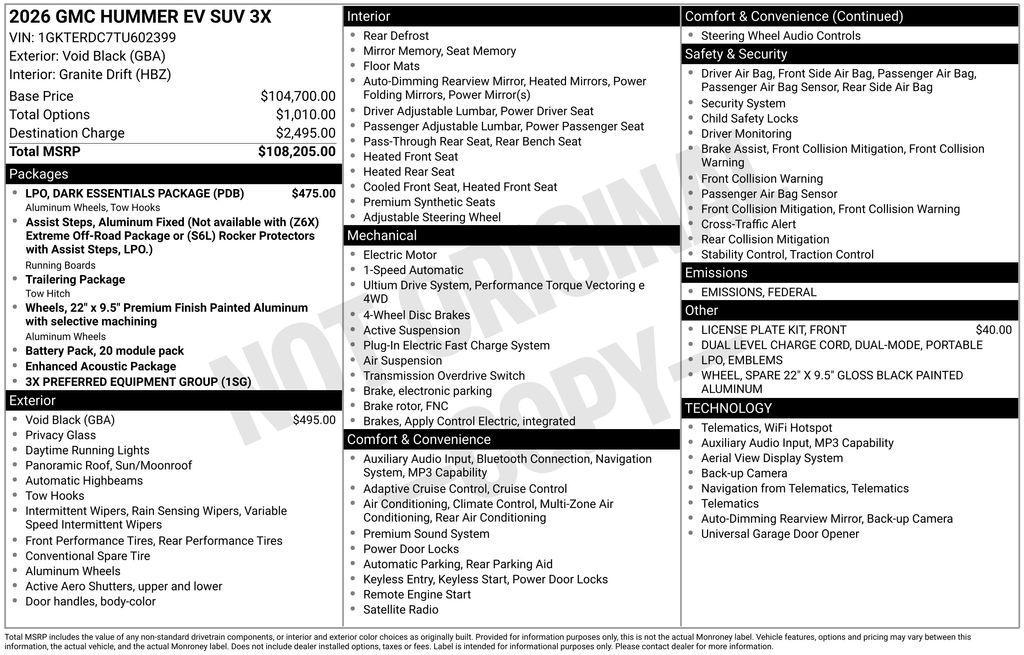 new 2026 GMC HUMMER EV SUV car, priced at $102,795