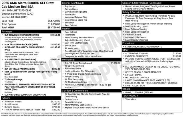 new 2025 GMC Sierra 2500 car, priced at $77,500
