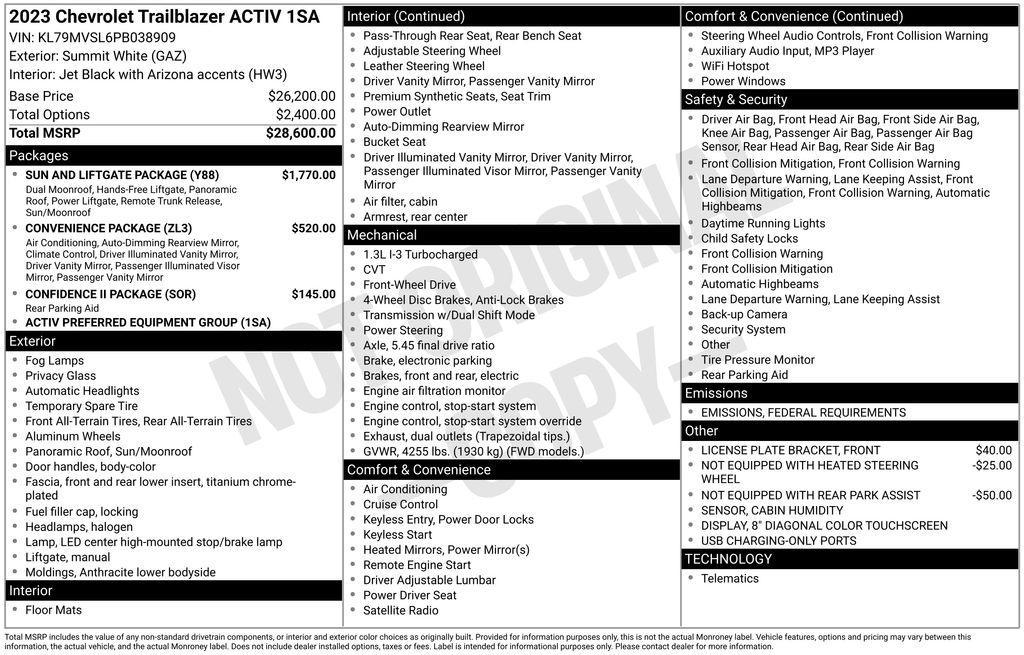 used 2023 Chevrolet TrailBlazer car, priced at $20,900