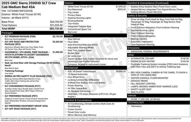 new 2025 GMC Sierra 2500 car, priced at $77,885