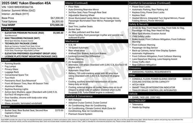 new 2025 GMC Yukon car, priced at $75,200