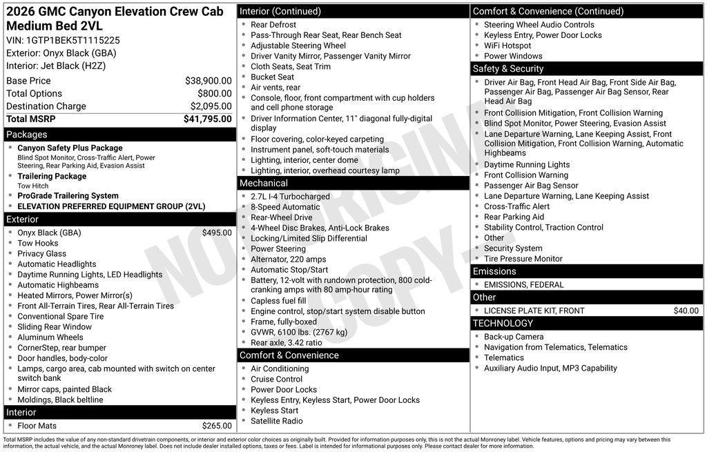 new 2026 GMC Canyon car, priced at $42,030