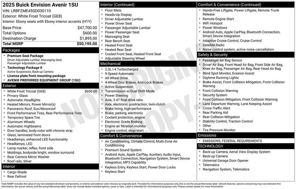 new 2025 Buick Envision car, priced at $41,376
